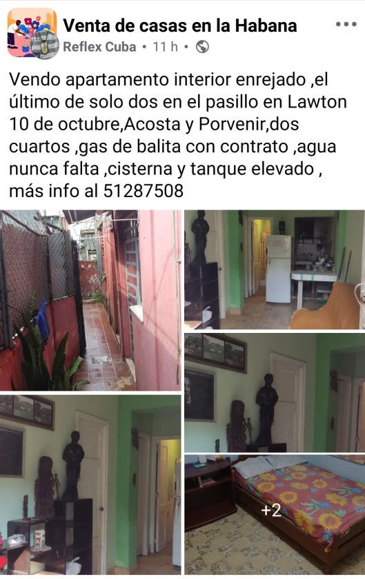 Apartamento de 2 habitaciones en venta en Lawton, Diez de Octubre, La Habana