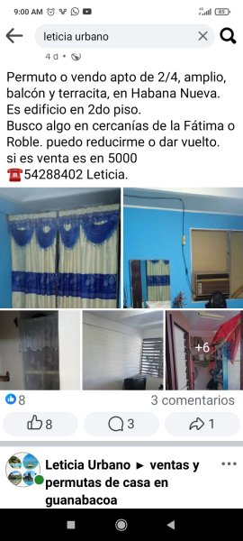 Apartment with 2 bedrooms for exchange in Habana Nueva, Guanabacoa, La Habana