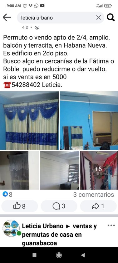 Apartamento de 2 habitaciones en permuta en Habana Nueva, Guanabacoa, La Habana