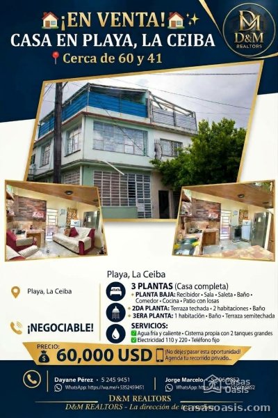 Casa de 3 habitaciones en venta en La Ceiba, Playa, La Habana