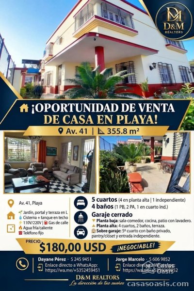 Casa de 5 habitaciones en venta en La Ceiba, Playa, La Habana